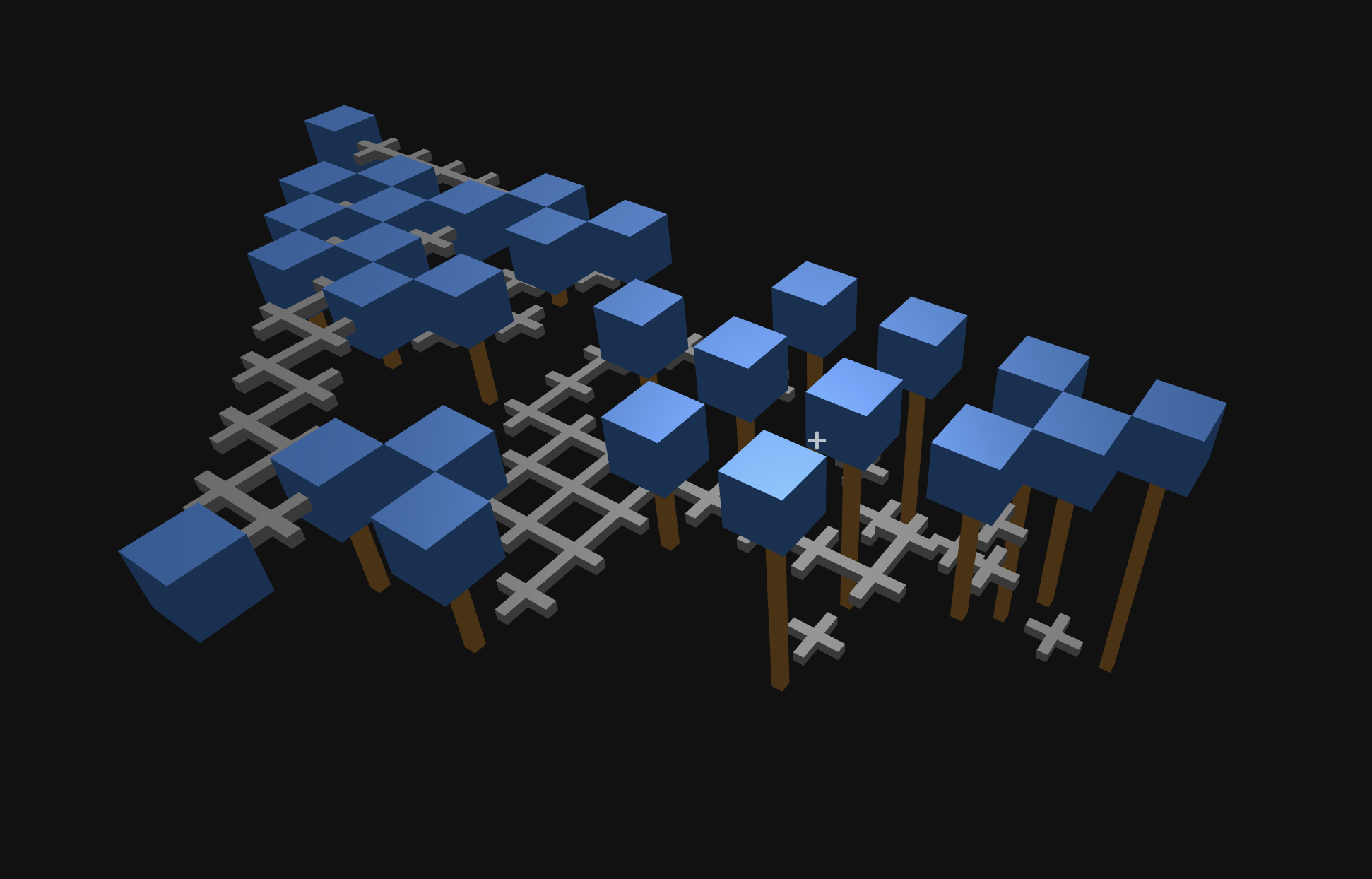 A screenshot of my labyrinth tool in 3D showing stairways connecting underneath rooms