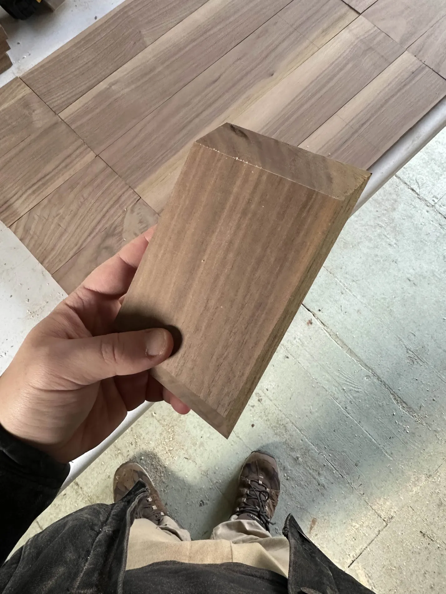 Individual walnut pieces cut at 45 degrees