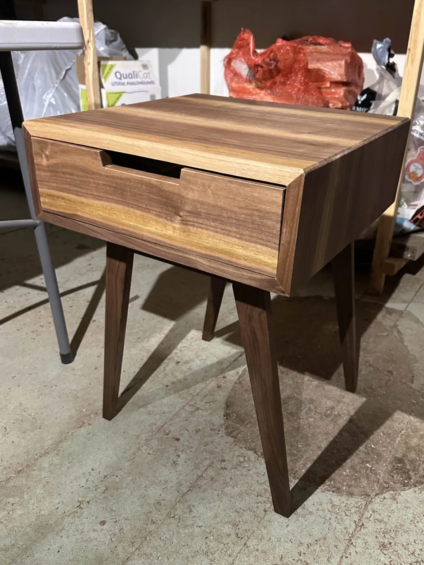 End table after sanding and rounding